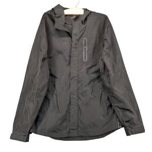 Shouthouse Full Zip Hooded Rain Jacket Mens Medium Long Sleeve Black Polyester